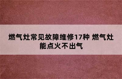 燃气灶常见故障维修17种 燃气灶能点火不出气